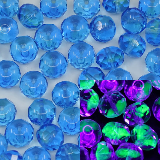 OUTLET 250g/50g Faceted Rondelle Fire Polished Beads, 7 x 9 mm, Mix Yellow Blue (87301), Glass, Czech Republic