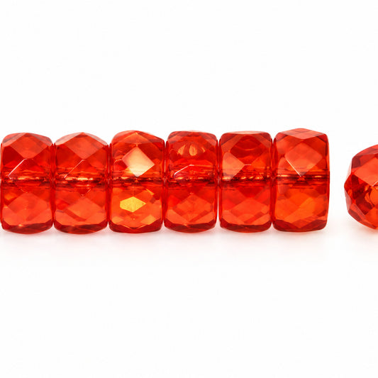 Faceted Special Cut Beads Rondelle, Transparent Orange (90030), Glass, Czech Republic
