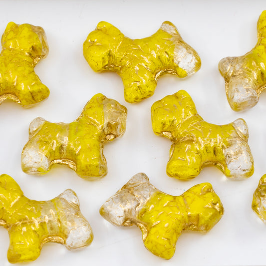 OUTLET 250g/50g Terrier Dog Beads, 19 x 17 mm, 86038 Gold Lined (86038-54302), Glass, Czech Republic