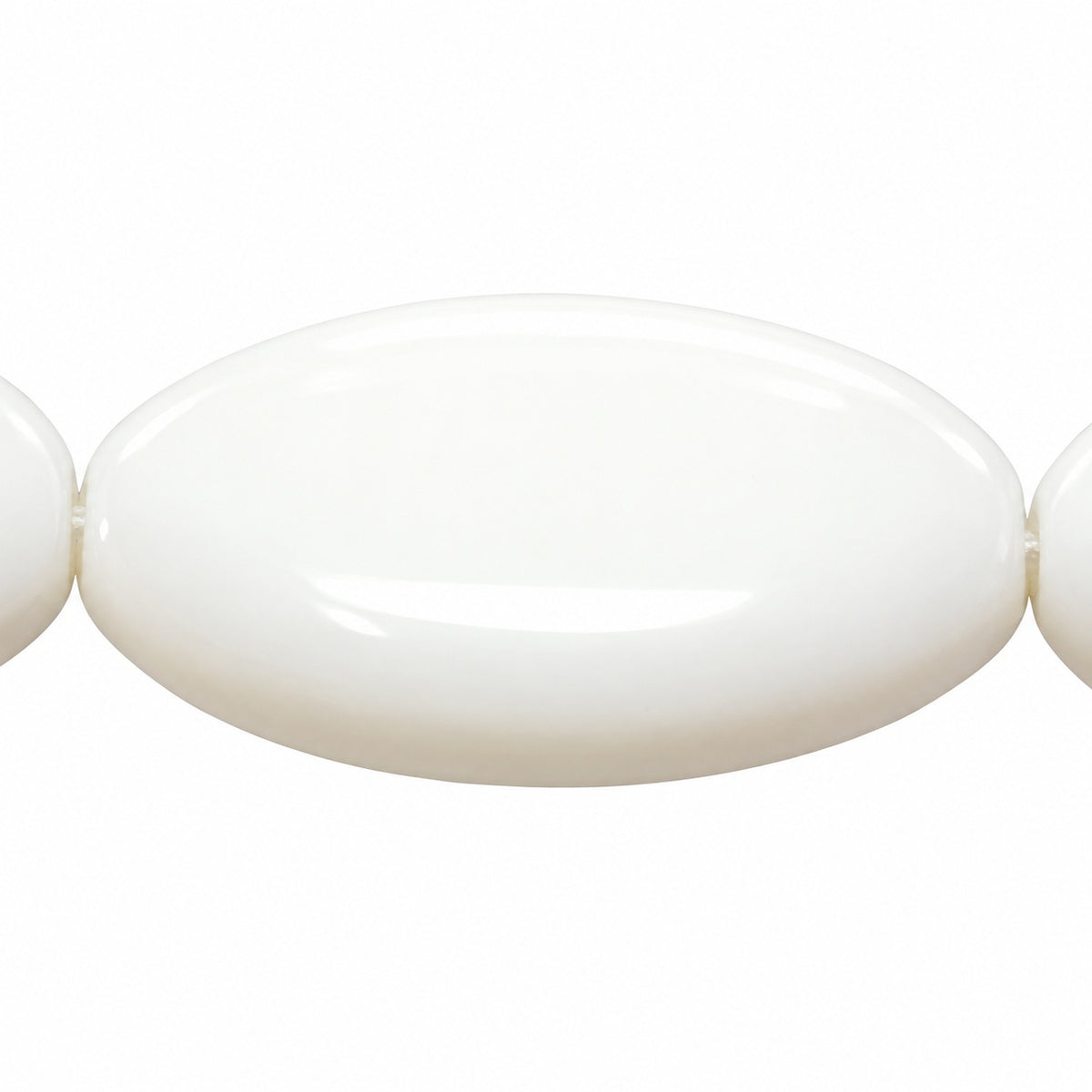 Oval Beads, White (02010), Glass, Czech Republic
