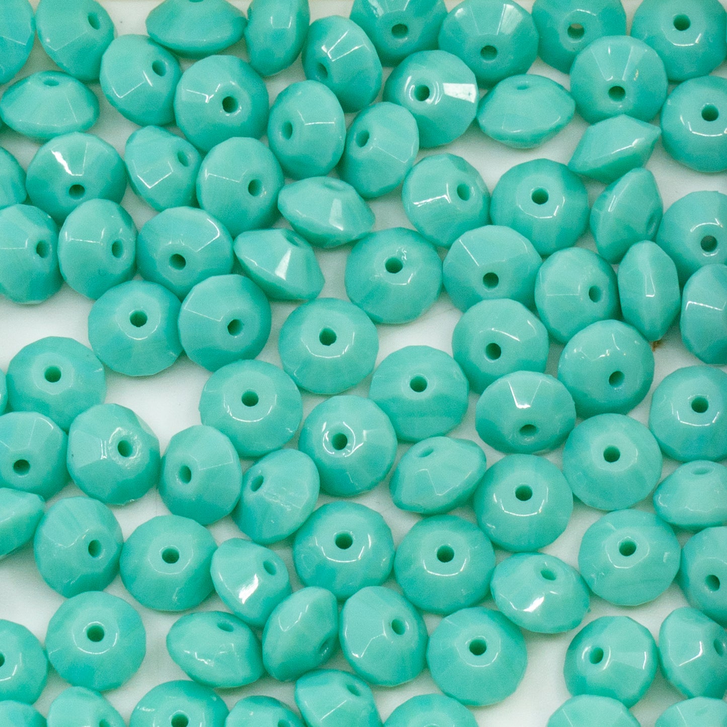 OUTLET 10g Special Cut Faceted Fire Polished Beads, 4 x 7 mm, Turquise (63120), Glass, Czech Republic