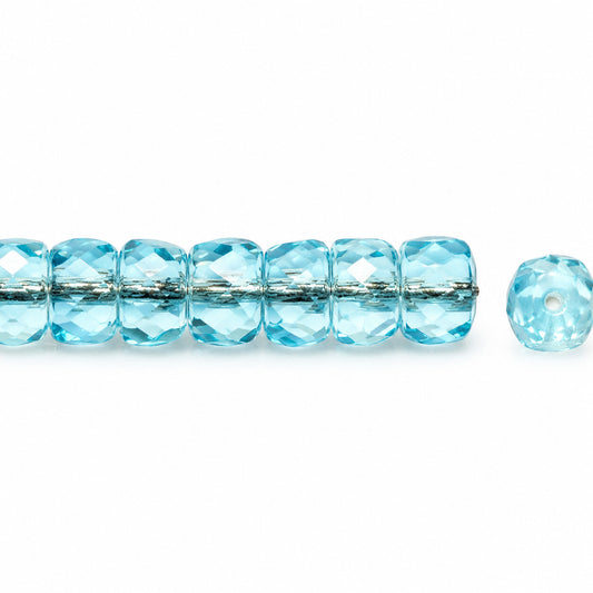 Faceted Special Cut Beads Rondelle, Transparent Aqua (60010), Glass, Czech Republic