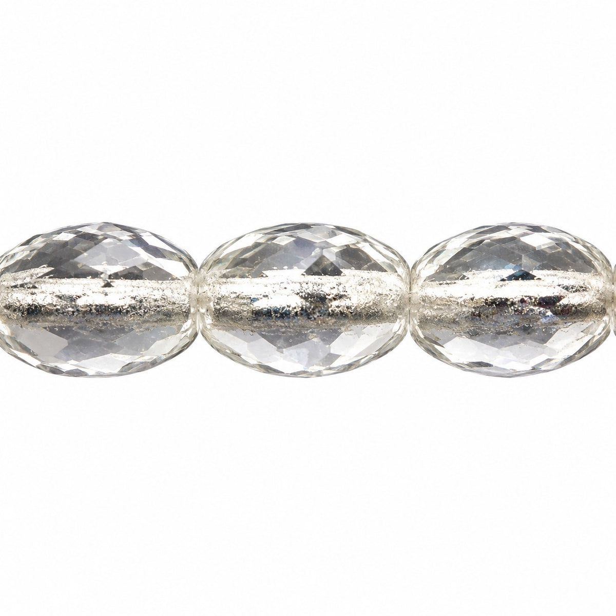 Oval Faceted Beads, Crystal (00030), Glass, Czech Republic