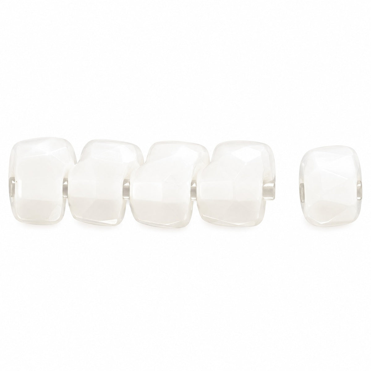 2-Hole Pressed Beads, White (2010), Glass, Czech Republic