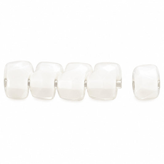2-Hole Pressed Beads, White (2010), Glass, Czech Republic