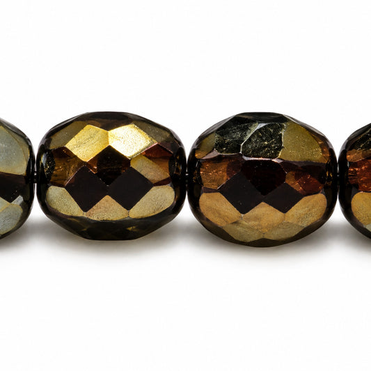 Faceted Special Cut Beads, Black Brown Iris (23980-21415), Glass, Czech Republic