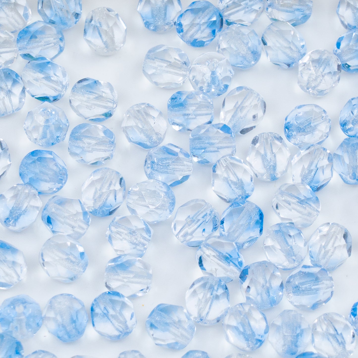 OUTLET 250g/50g Faceted Round Fire Polished Beads, 6 x 6 mm, Mixed Blue Crystal (30031), Glass, Czech Republic
