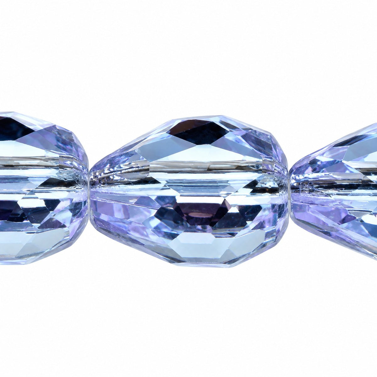 Fire Polished Faceted Teardrop Beads, Transparent Light Amethyst (20210), Glass, Czech Republic