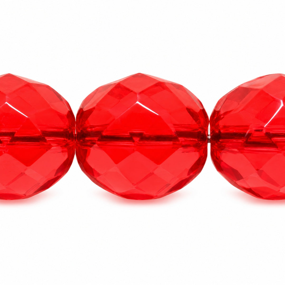 Faceted Round Fire Polished Beads, Ruby Red (90080), Glass, Czech Republic