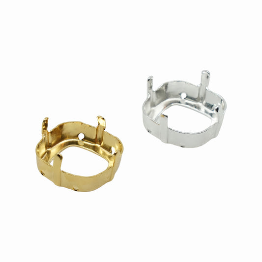 Rounded Square Metal Settings with Prongs for Stone Glass Crystals - Different colors and Sizes - For sewing / soldering