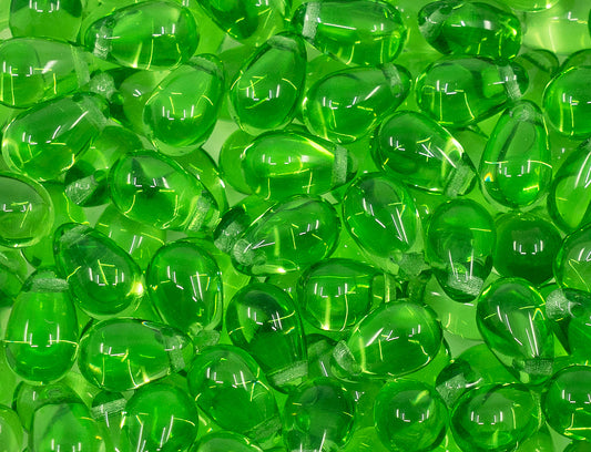 OUTLET 10 grams Drop Beads, 6 x 9 mm, Transparent Green (50520), Glass, Czech Republic