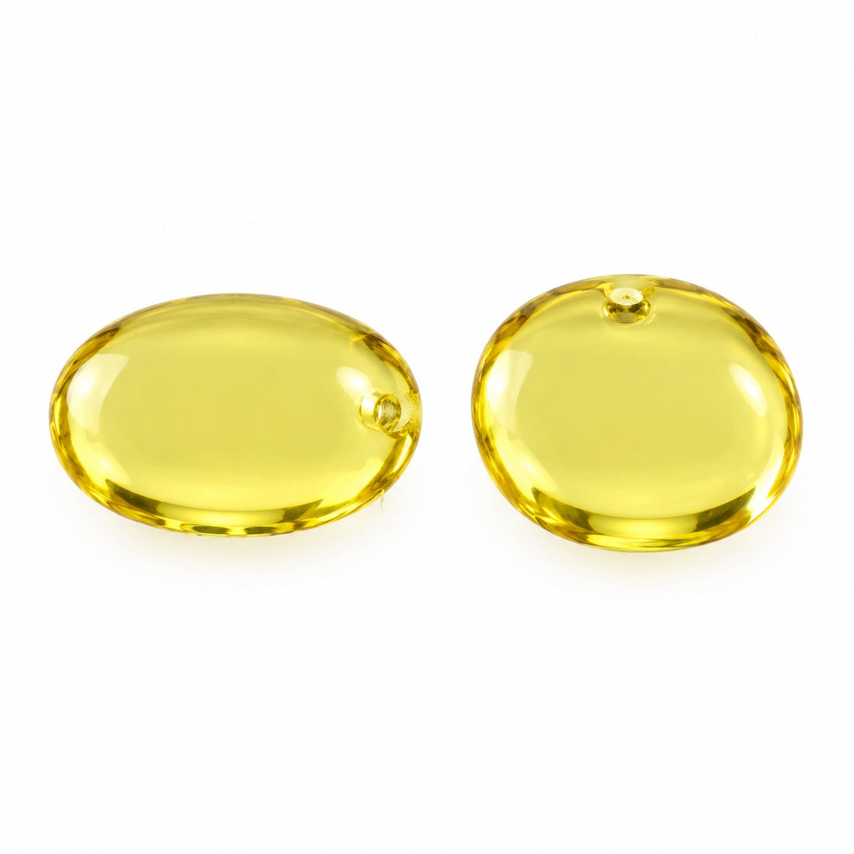 Oval Lentil Beads, Transparent Yellow (80100), Glass, Czech Republic