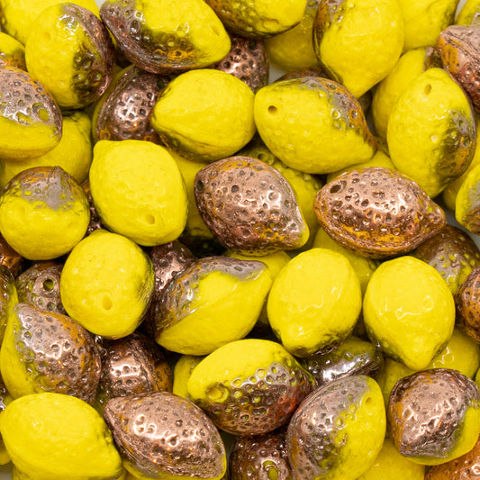 OUTLET 250g Lemon Beads, 14 x 10 mm, Yellow Rose Gold Capri (83120-27101), Glass, Czech Republic