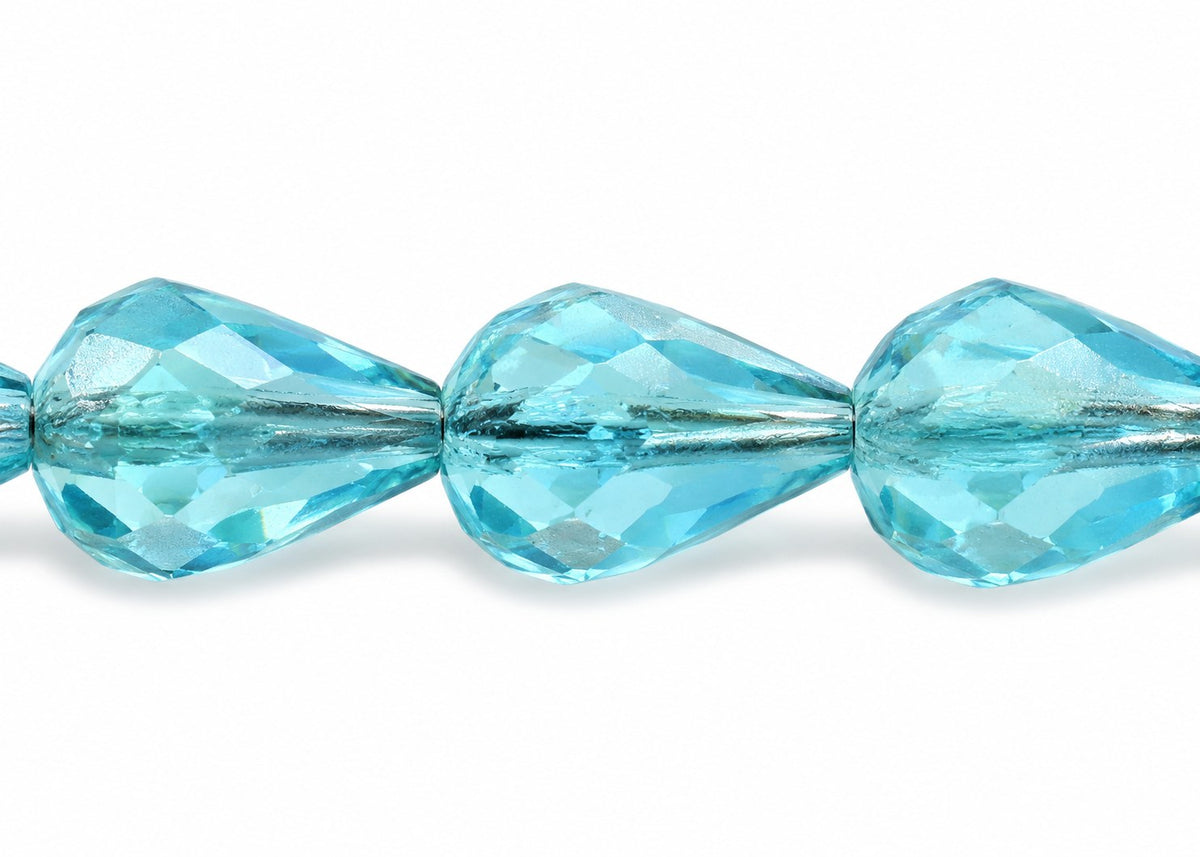 Faceted Fire Polished Beads Special Cut, Transparent Aqua (60020), Glass, Czech Republic
