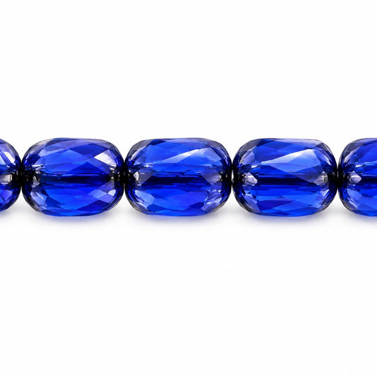 Faceted Fire Polished Beads Special Cut, Transparent Blue Platin (30080-13702), Glass, Czech Republic