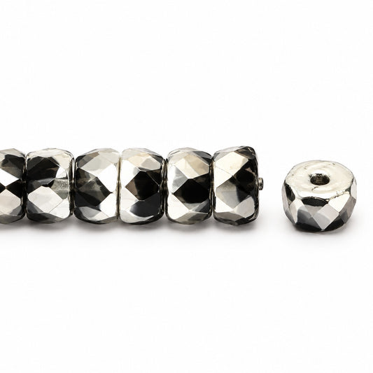 Faceted Special Cut Beads Rondelle, Black Crystal Silver Half Coating (23980-27001), Glass, Czech Republic