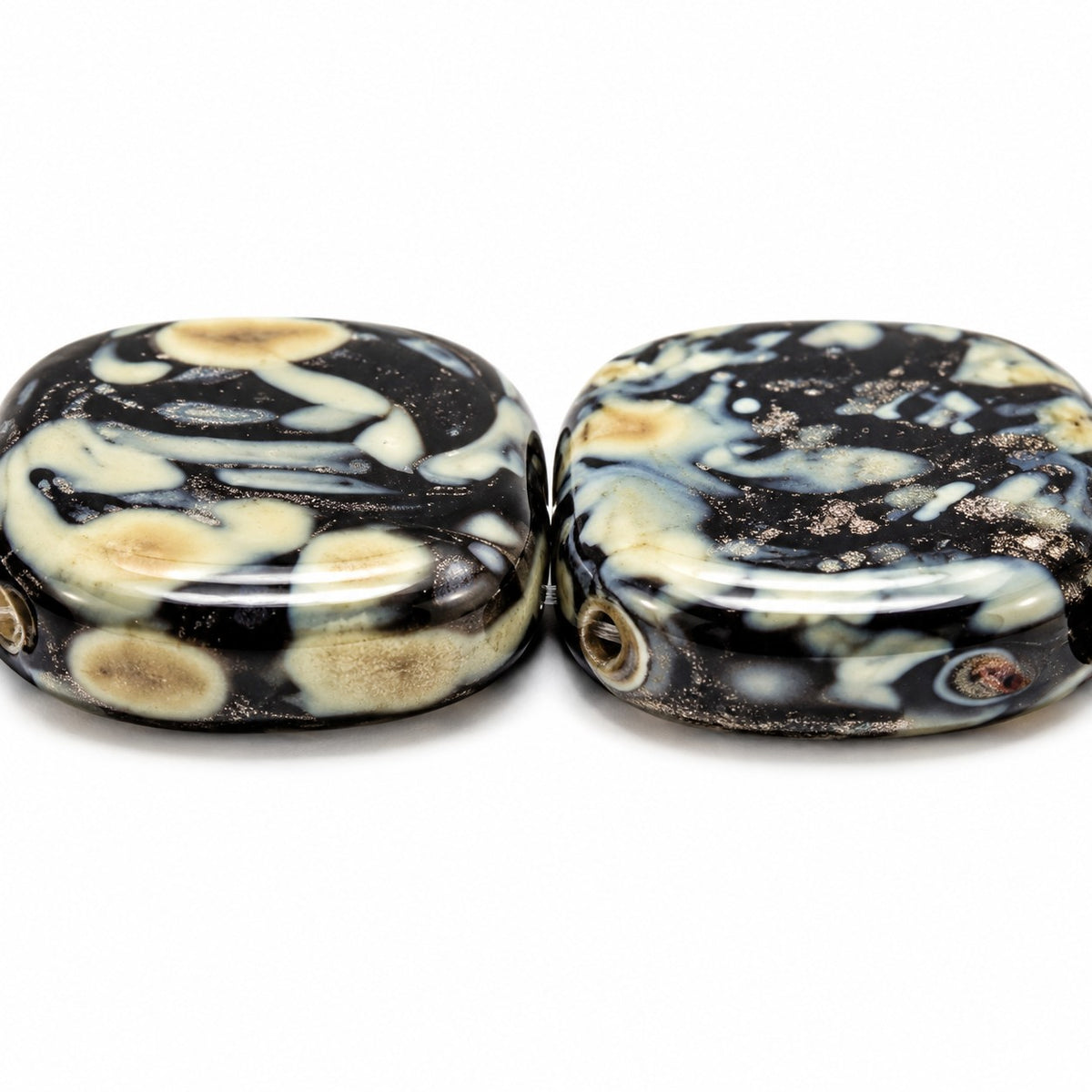 Shaped Pressed Beads, Black Stain Strong (23980-86805), Glass, Czech Republic