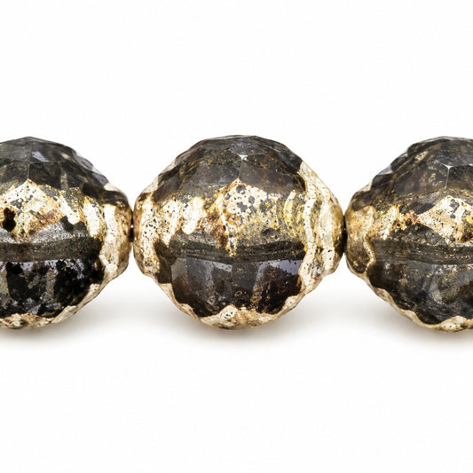 Wasp Special Cut Faceted Fire Polished Beads, X3178 Antique Silver Patina (x3178-81002), Glass, Czech Republic