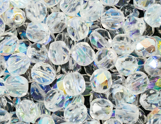 OUTLET 10 grams Faceted Round Fire Polished Beads, 8 x 8 mm, Crystal Ab (00030-28701), Glass, Czech Republic