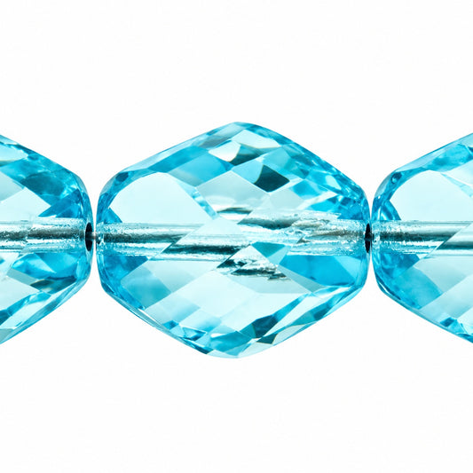 Shutter Cut Faceted Fire Polish Beads, Transparent Aqua (60010), Glass, Czech Republic