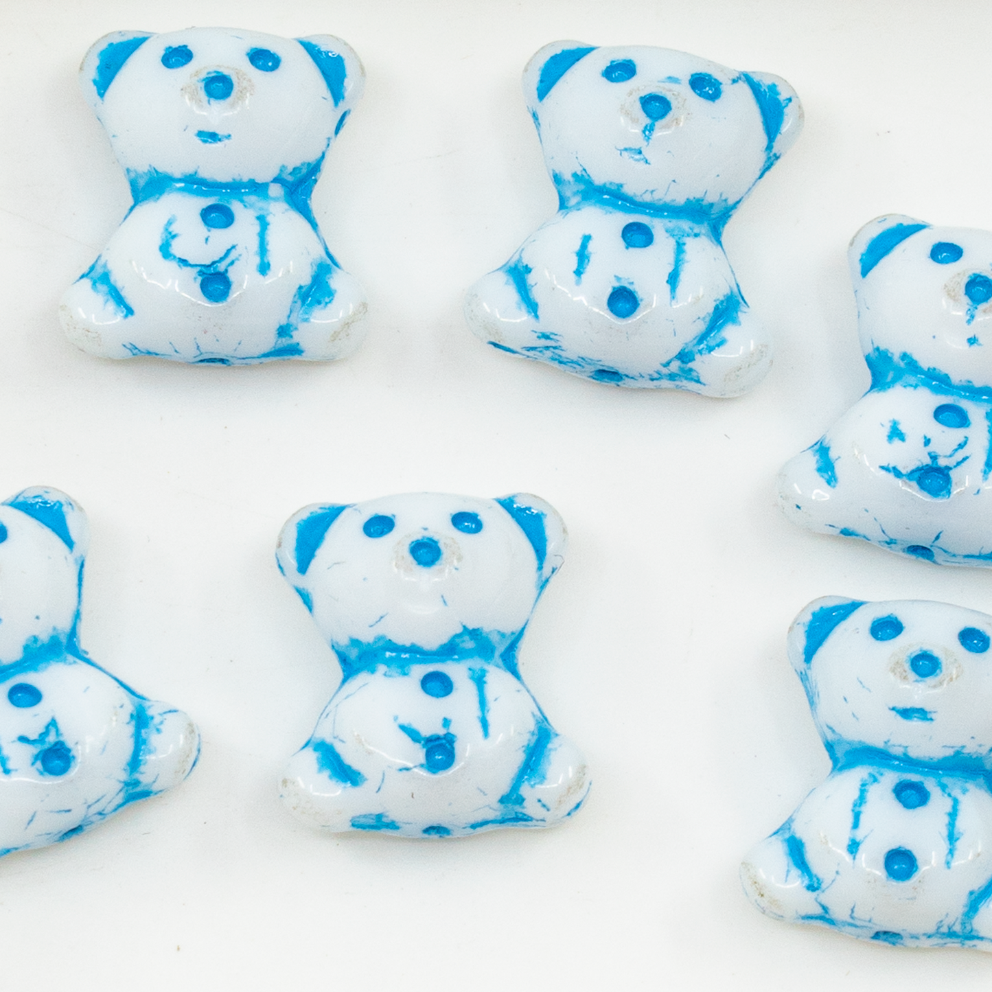 OUTLET 250g Cute Bear Beads, 20 x 9 mm, White Blue Lined (02010-54323), Glass, Czech Republic