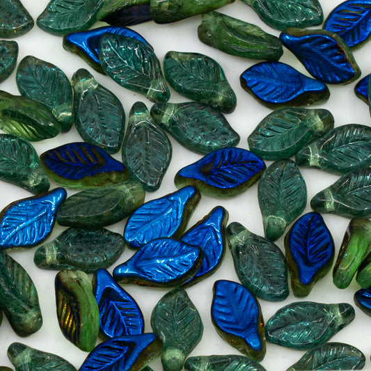 OUTLET 250g/50g Bay Leaf Beads, 6 x 12 mm, Transparent Green 22201 (50520-22201), Glass, Czech Republic