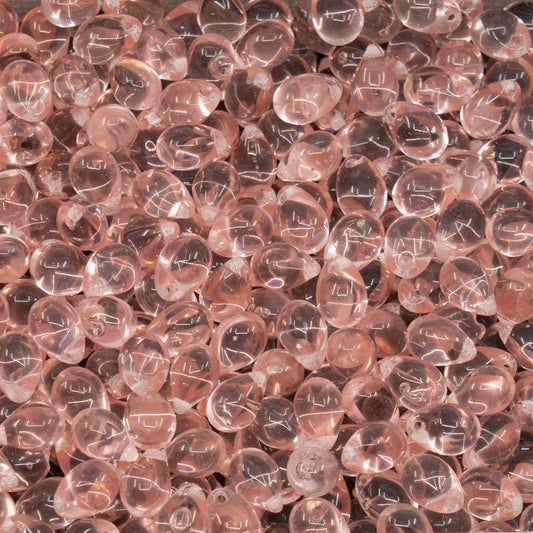 OUTLET 250g/50g Drop Beads, 5 x 7 mm, Transparent Pink (70120), Glass, Czech Republic