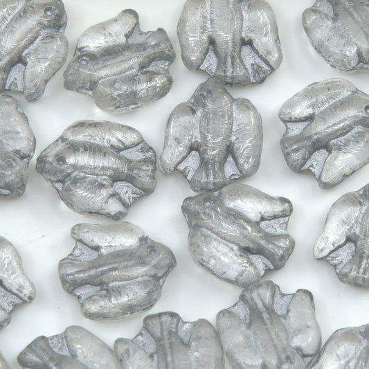 OUTLET 250g/50g Pressed Bird Beads, 14 x 13 mm, Crystal Silver Lined (00030-54301), Glass, Czech Republic
