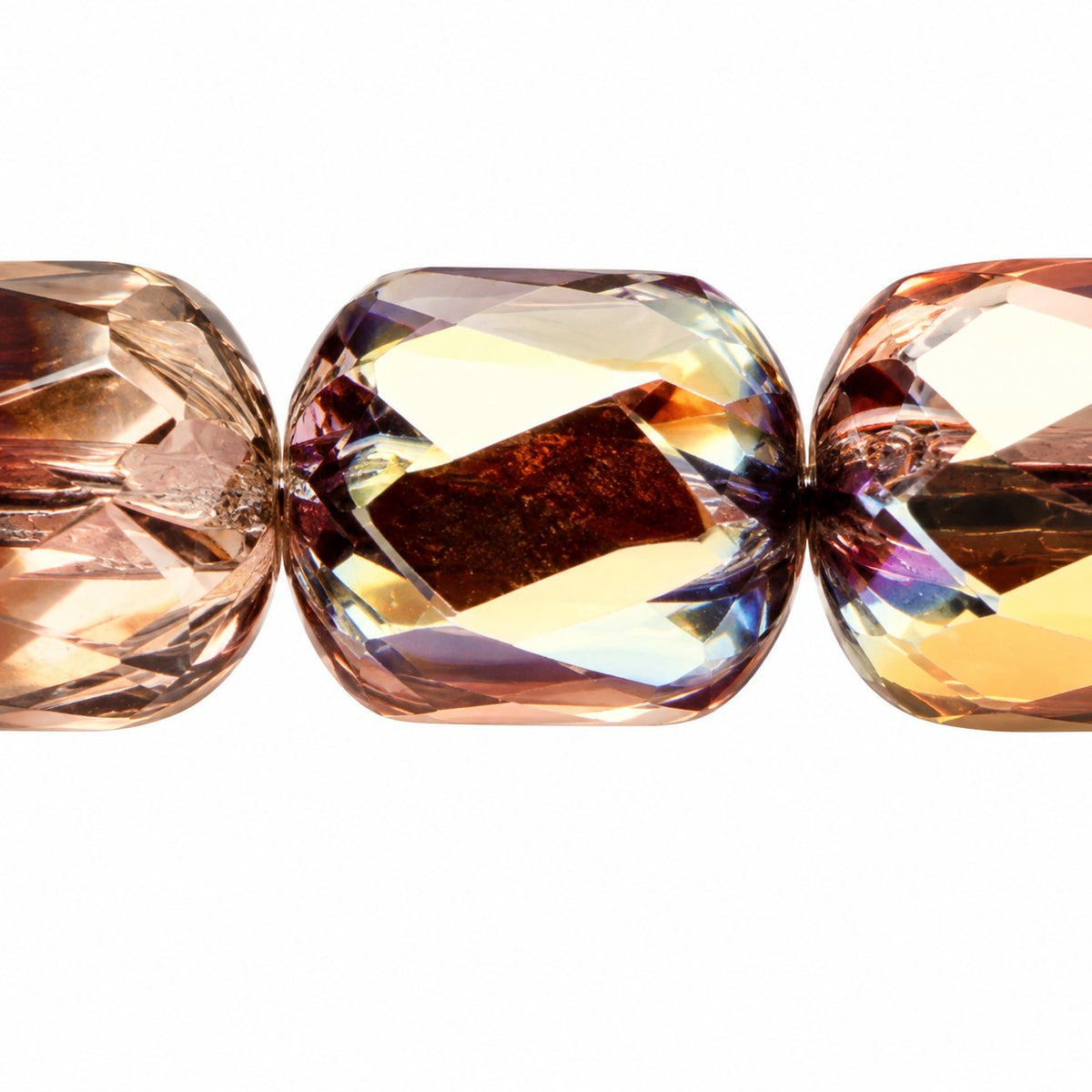 Fire Polished Faceted Cathedral Beads, Transparent Pink Prismatic Phoenix (70110-27104), Glass, Czech Republic