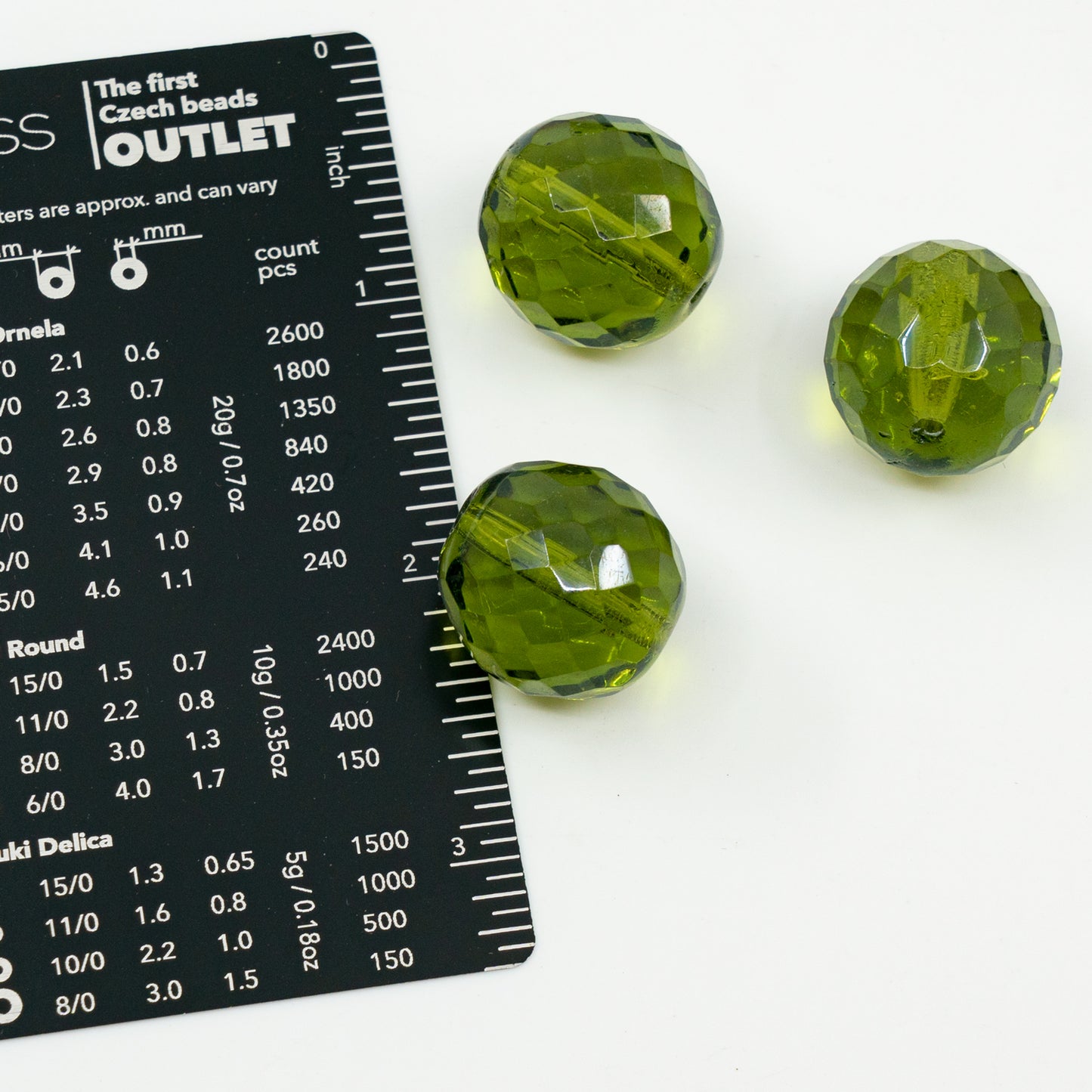OUTLET 250g Faceted Round Fire Polished Beads, Transparent Green (50230), Glass, Czech Republic