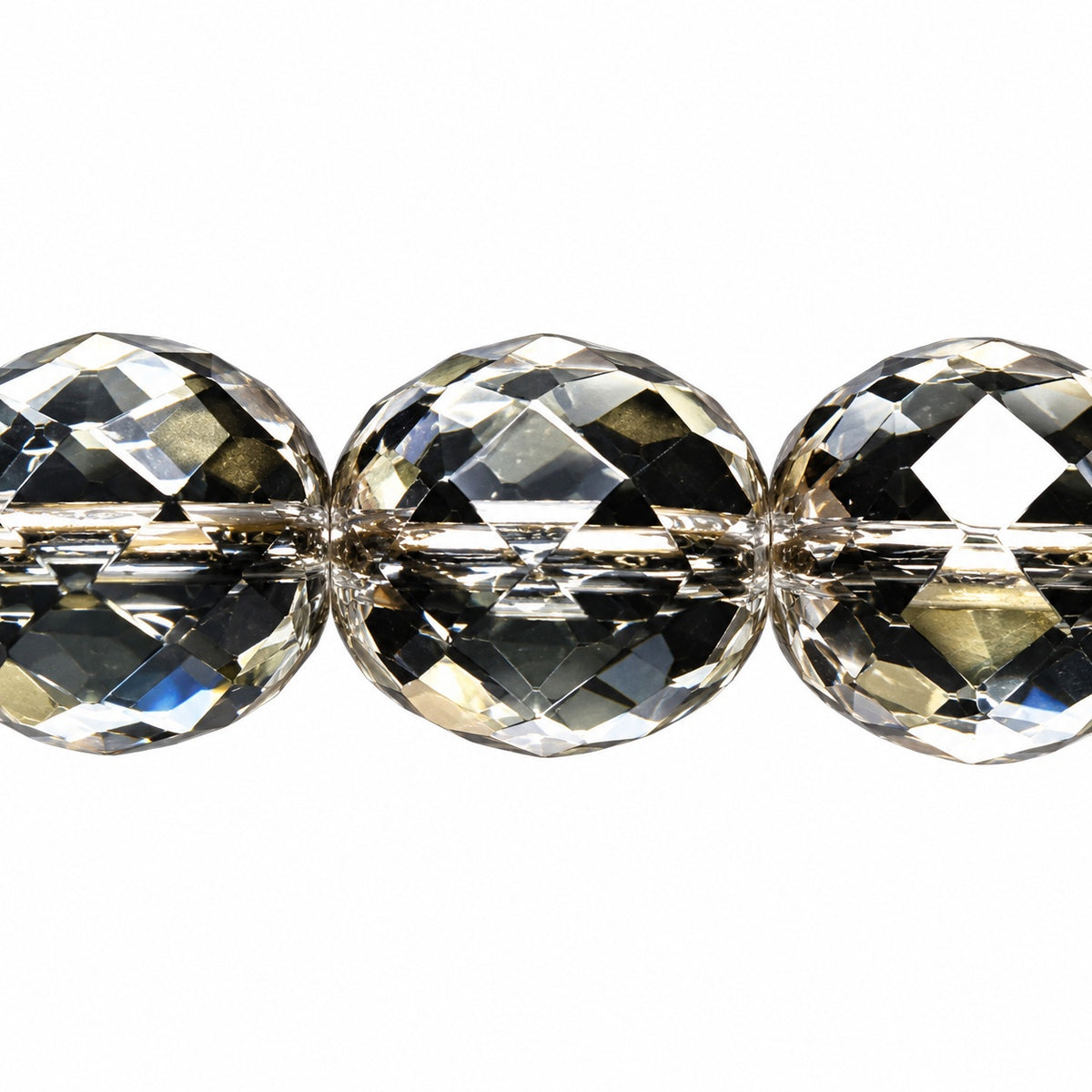 Faceted Round Fire Polished Beads, Crystal (00030), Glass, Czech Republic