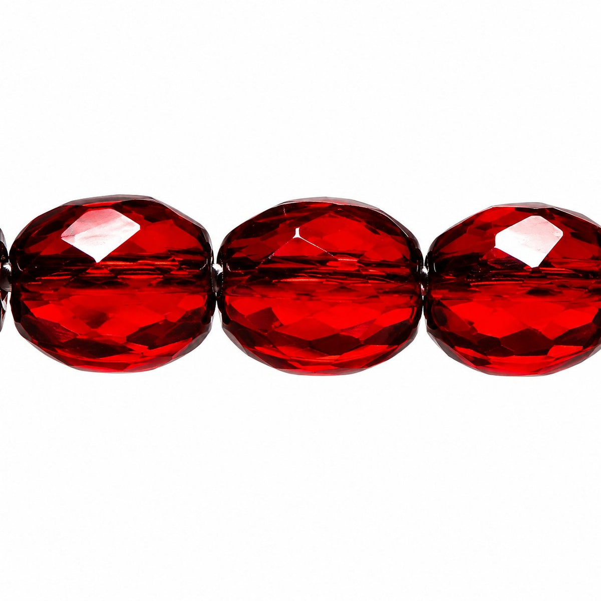 Oval Faceted Beads, Ruby Red (90080), Glass, Czech Republic