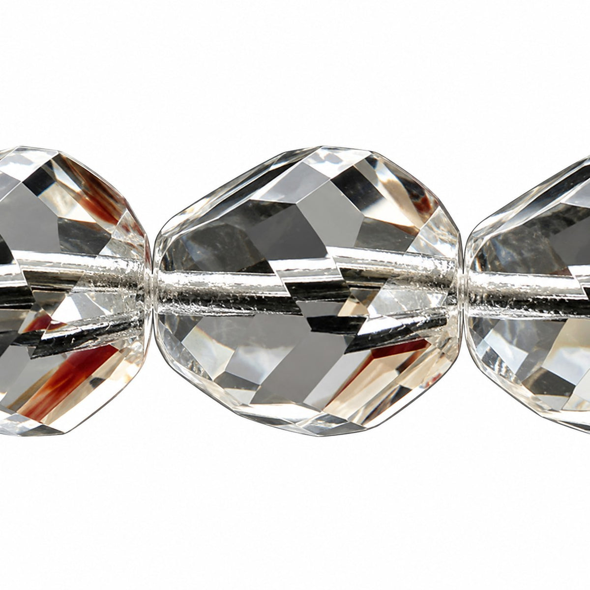 Fire Polished Faceted Stone-Like Beads Special Cut, Crystal (00030), Glass, Czech Republic