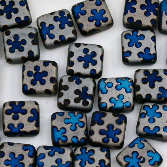 OUTLET 250g/50g Square Beads, 10 x 10 mm, Batika Mixed Colors 217 (BATIKA-MIX-217), Glass, Czech Republic