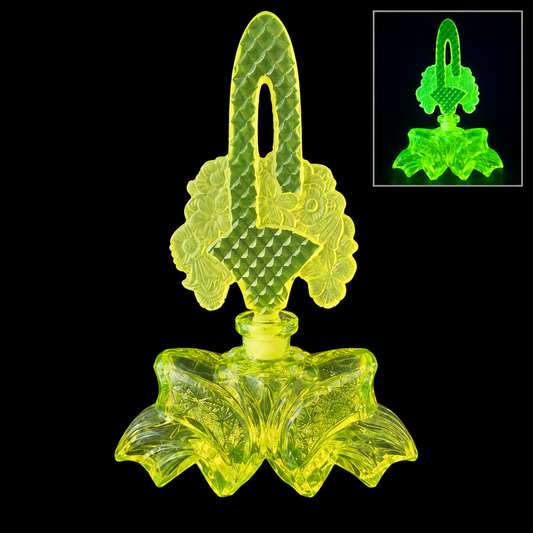 Uranium Vintage Bohemia Glass Perfume Bottle, Czech Republic, OUTLET