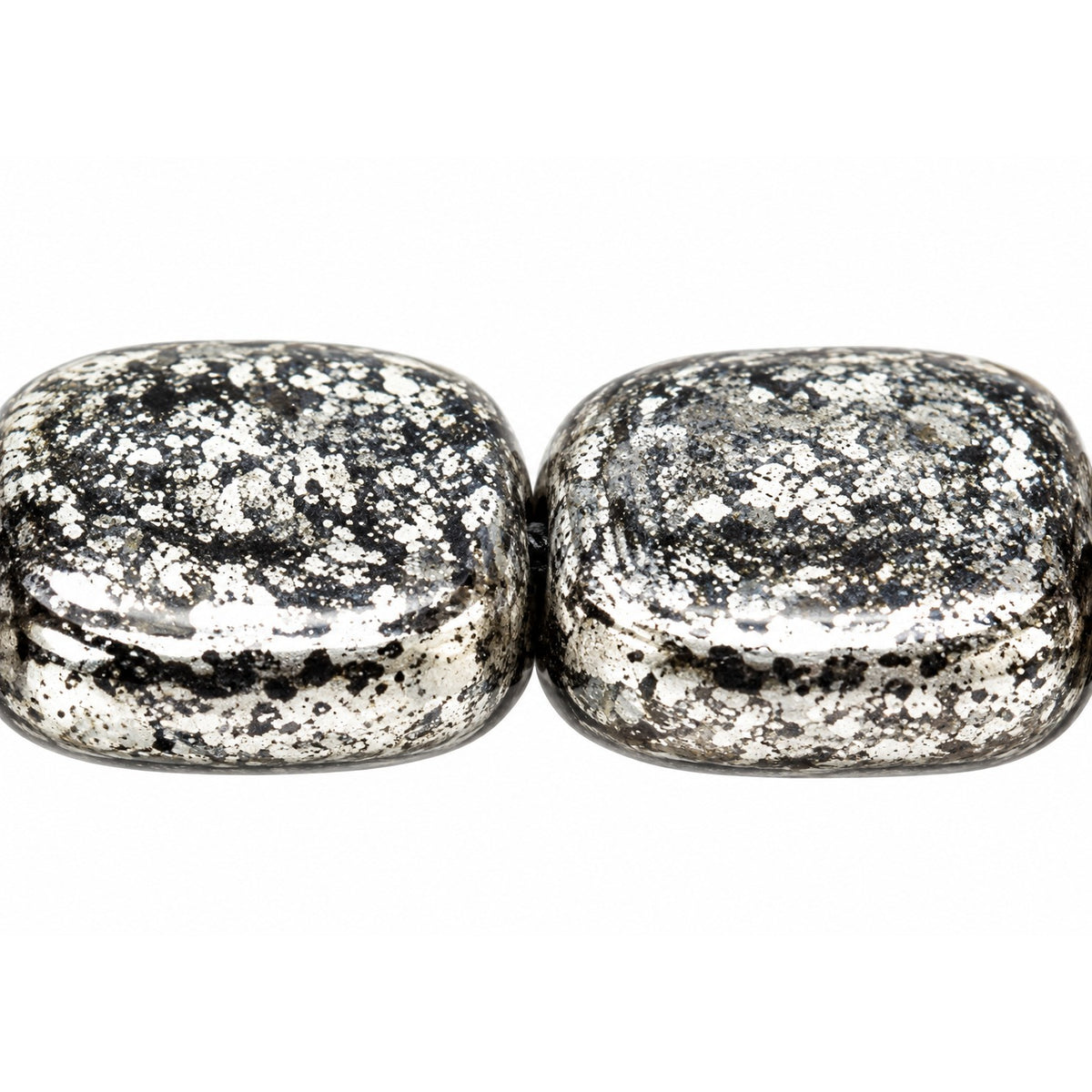 Shaped Pressed Beads, Black Terracotta Silver (23980-15481), Glass, Czech Republic