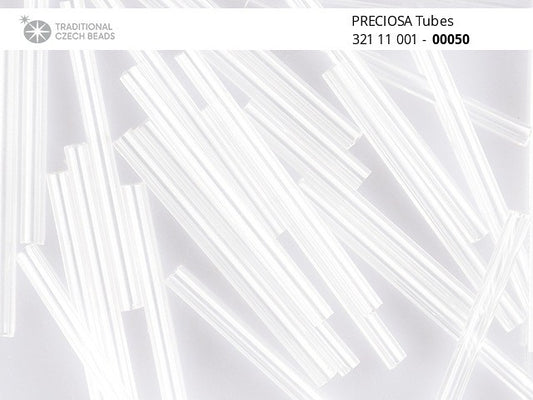 奥特莱斯 10 克 Preciosa 超长管珠，60 x 3 毫米，水晶 (00050)，玻璃，捷克共和国