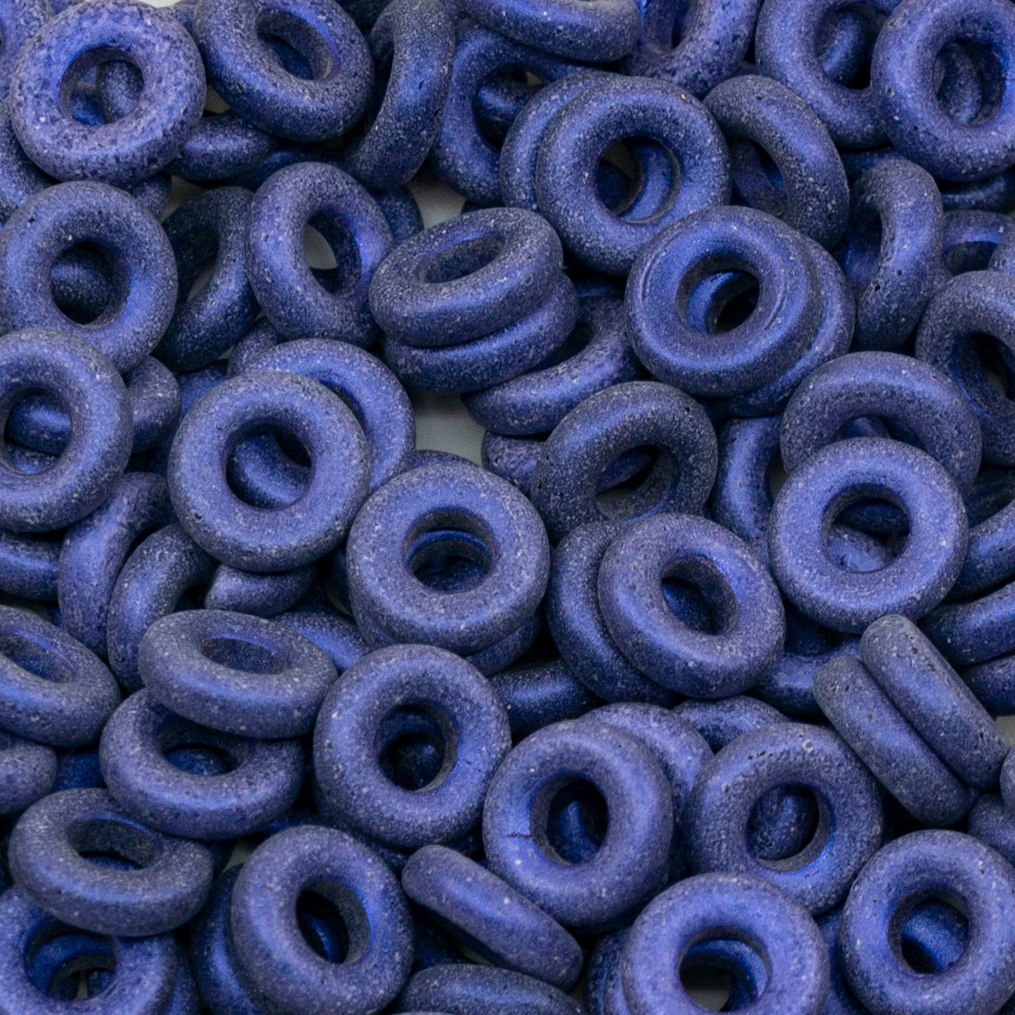 OUTLET 250g/50g Fish Ring Pressed Glass Beads (Like O-Bead Or Demi Round), 10 x 10 mm, Black 79202 (23980-79202), Glass, Czech Republic