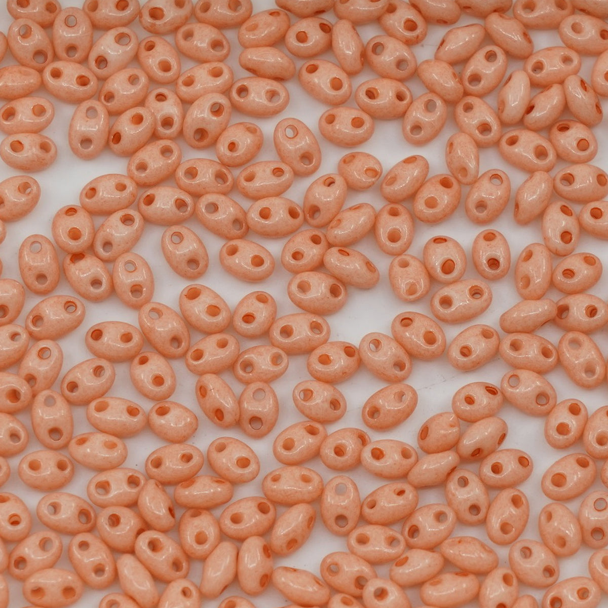 OUTLET 10 Preciosa Twin 2-Hole Seed Beads (Like Superduo), Round Hole, Loose, 2.5 x 5 mm, Pastel Pink (-03185), Glass, Czech Republic