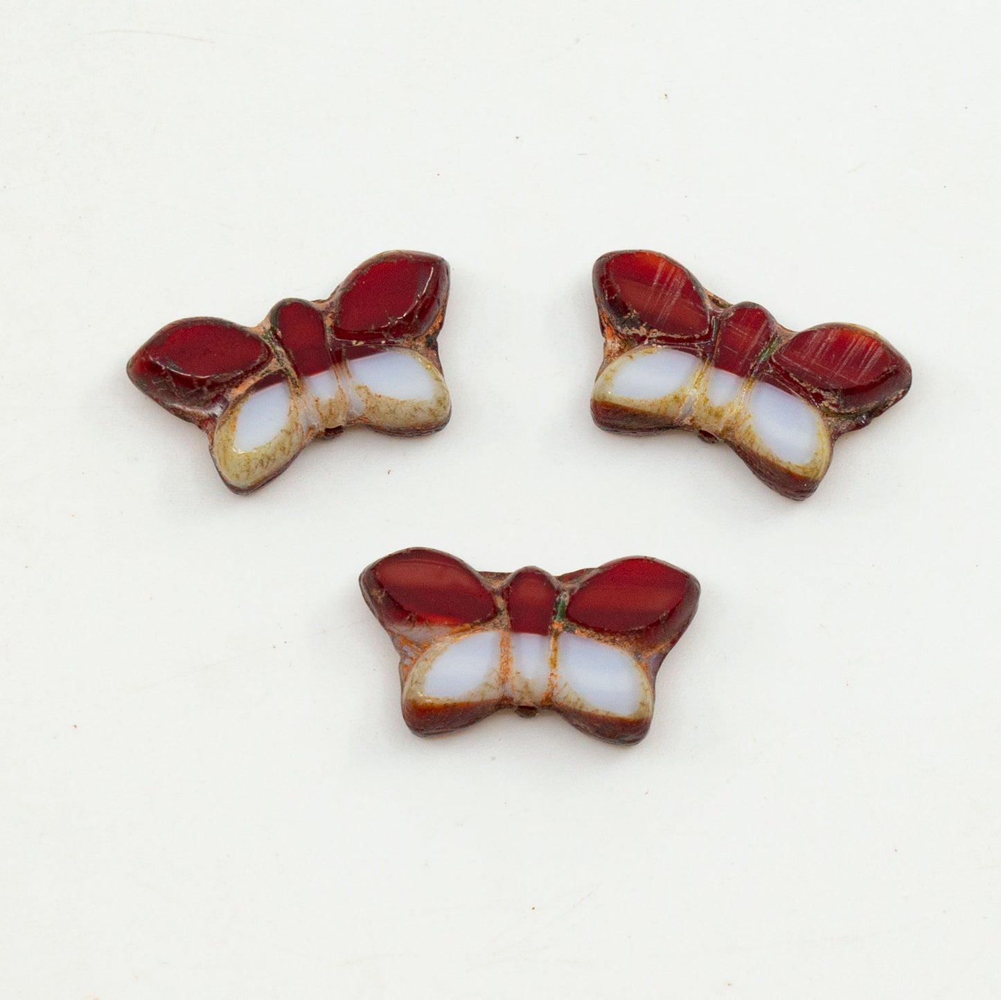 OUTLET 5 grams Table Cut Butterfly Beads, 20 x 12 mm, Coral Travertin (07913-86800), Glass, Czech Republic