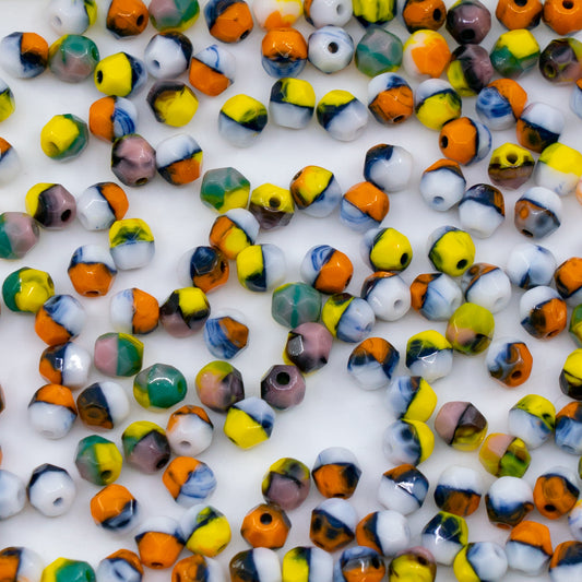 OUTLET 250g/50g Faceted Round Fire Polished Beads, 4 x 4 mm, Mixed Colors 13 (mix-13), Glass, Czech Republic