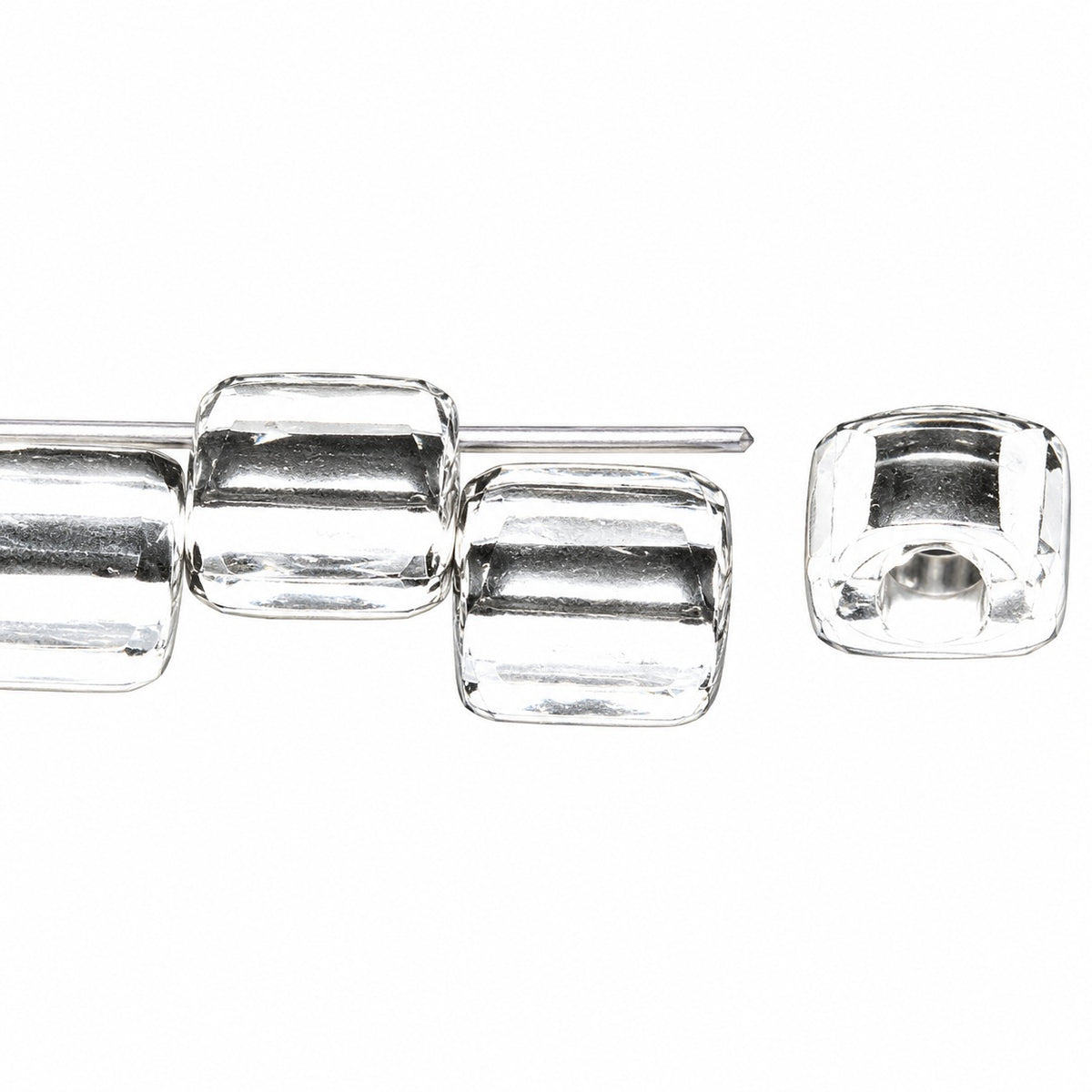 2-Hole Square Beads, Crystal (00030), Glass, Czech Republic