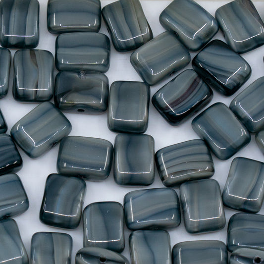 OUTLET 10 grams Rectangle Pressed Beads, 12 x 10 mm, Silk Gray (silk-gray), Glass, Czech Republic
