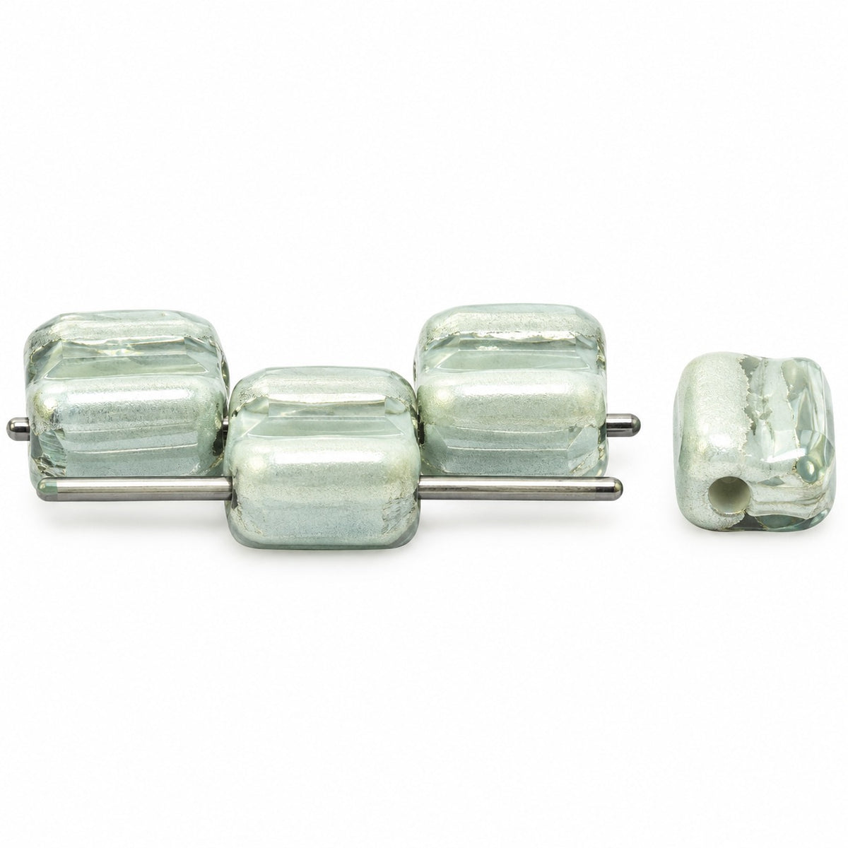 Silky 2-Hole Square Beads, Chalk White 14458 (03000-14458), Glass, Czech Republic