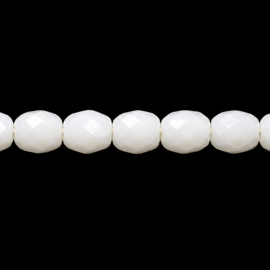 Faceted Special Cut Beads, Chalk White (03000), Glass, Czech Republic