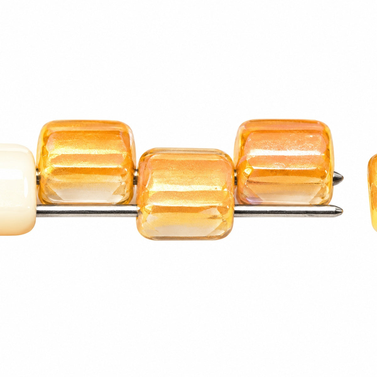 2-Hole Square Beads, Chalk White 29111 (03000-29111), Glass, Czech Republic