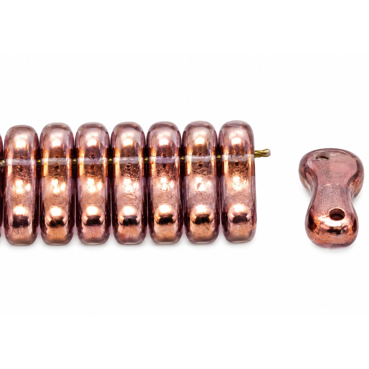 2-Hole Pressed Beads, Crystal Bronze (00030-14415), Glass, Czech Republic