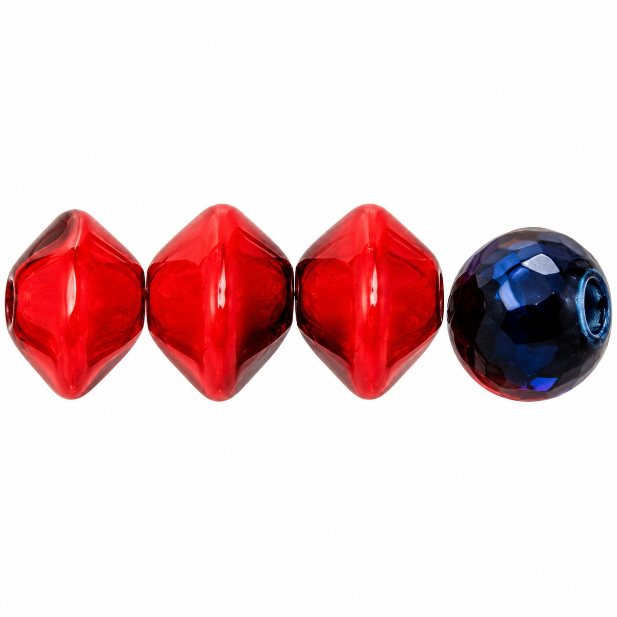 Oval Beads, Opaque Red 22201 (93200-22201), Glass, Czech Republic