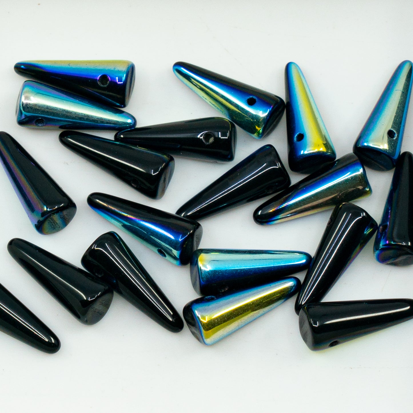 OUTLET 10 grams Spike Beads, Black Ab (23980-AB), Glass, Czech Republic
