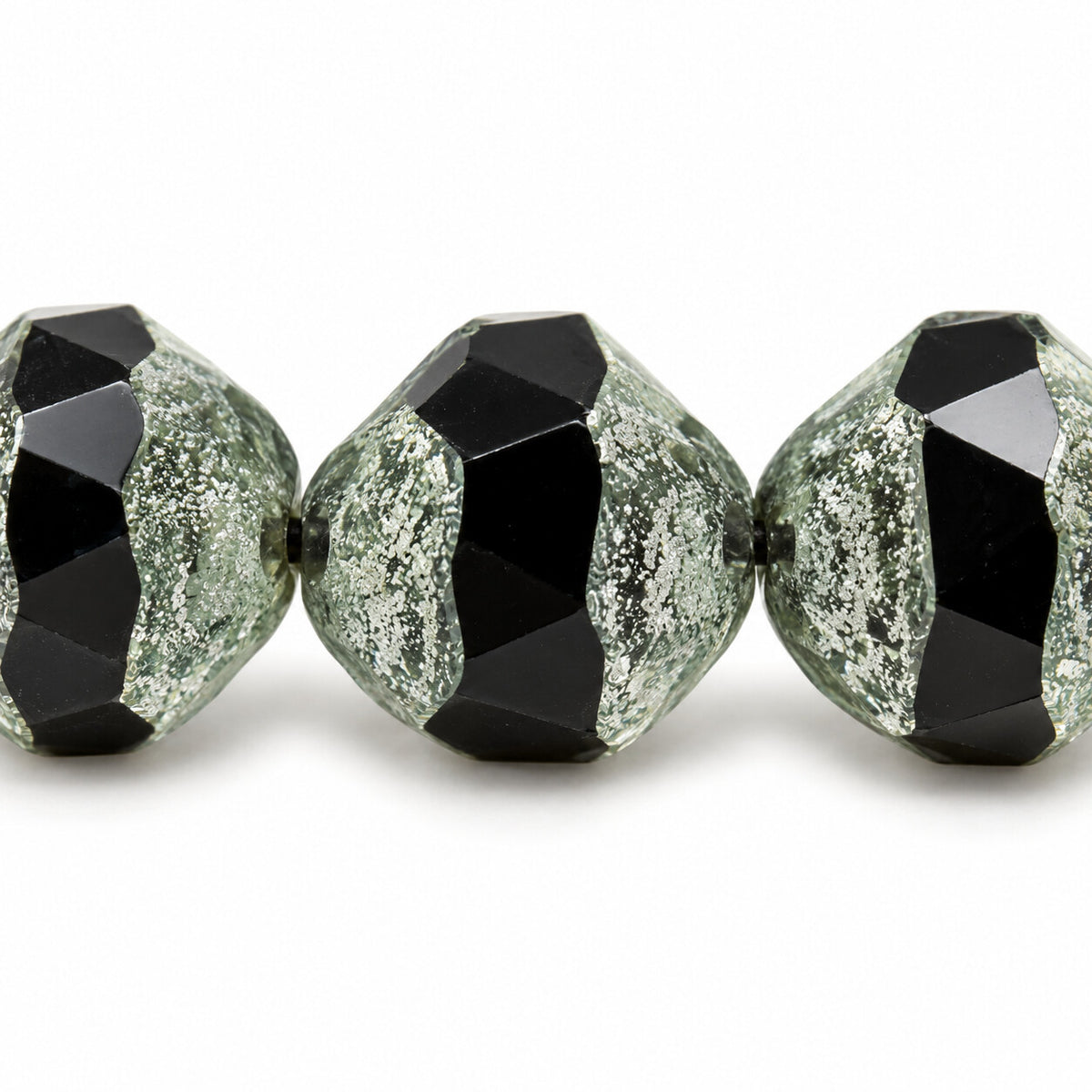 Special Cut Faceted Fire Polished Beads. Smashed, X3040 Antique Silver Patina (x3040-81002), Glass, Czech Republic